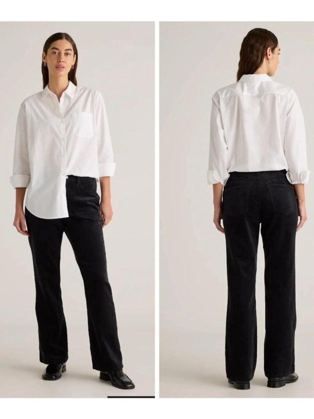 QUINCE $158 Black Stretch Corduroy Flare Womens 0 EUC